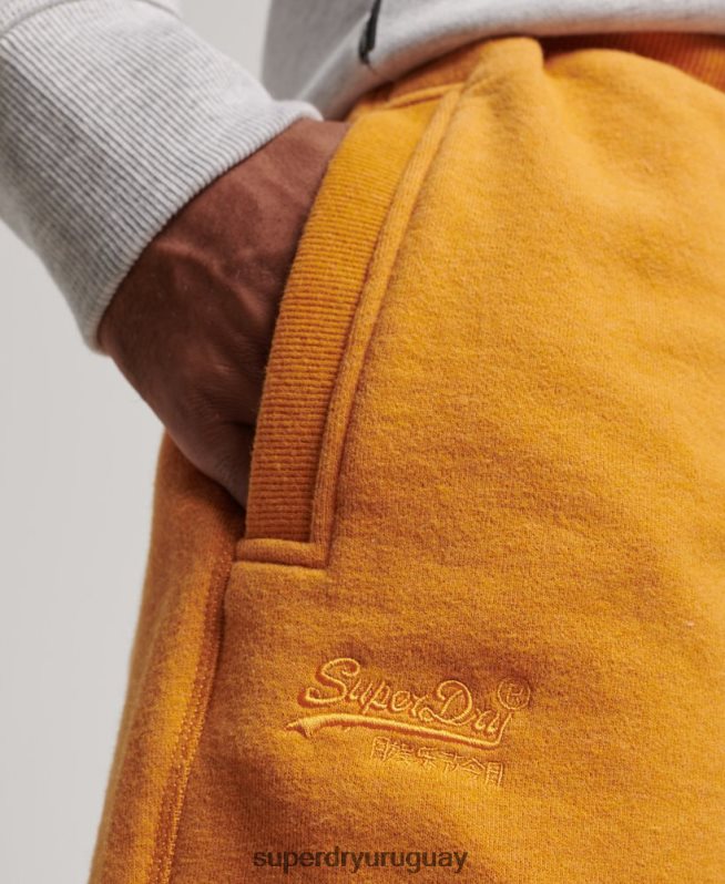 uy Superdry hombres shorts de punto con logo vintage bordado amarillo DT2N8Z304 ropa