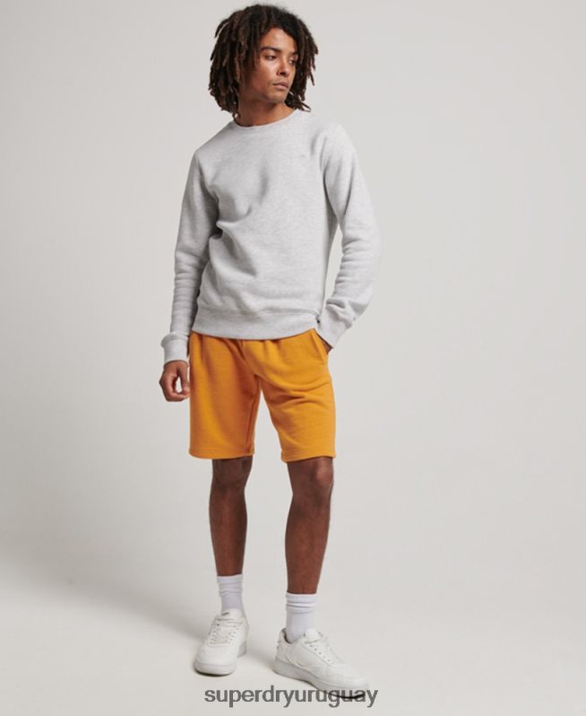 uy Superdry hombres shorts de punto con logo vintage bordado amarillo DT2N8Z304 ropa