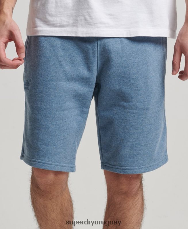 uy Superdry hombres shorts de punto con logo vintage bordado azul claro DT2N8Z320 ropa