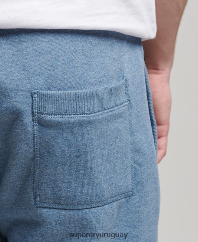 uy Superdry hombres shorts de punto con logo vintage bordado azul claro DT2N8Z320 ropa