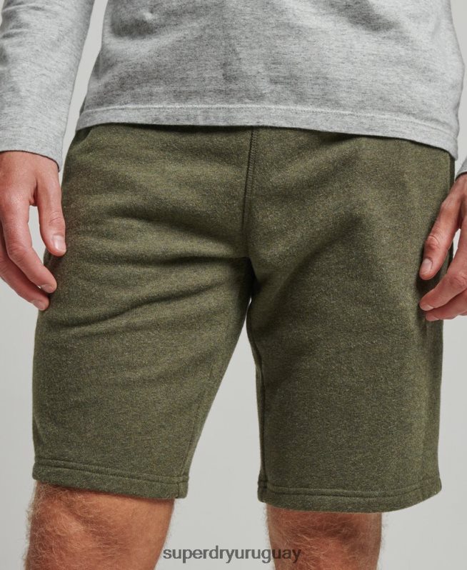 uy Superdry hombres shorts de punto con logo vintage bordado caqui DT2N8Z289 ropa