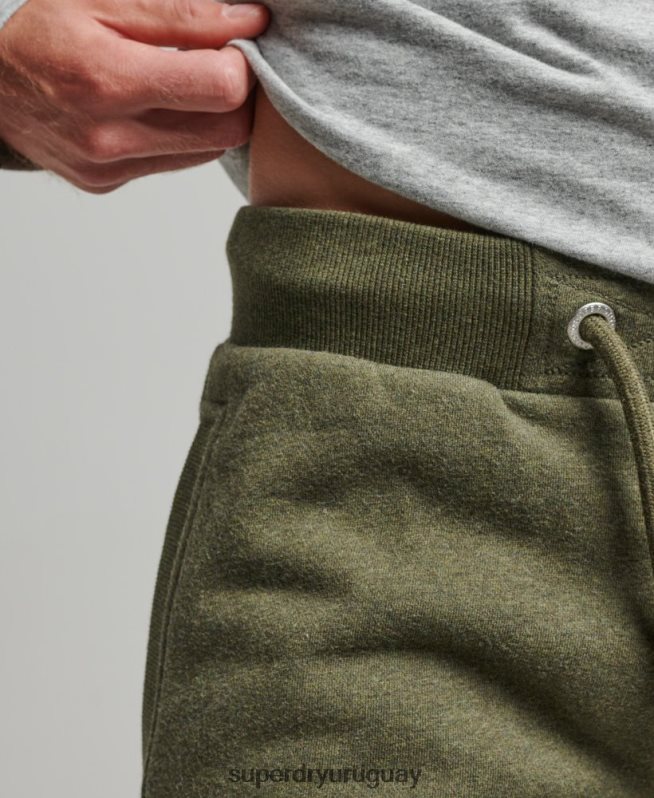 uy Superdry hombres shorts de punto con logo vintage bordado caqui DT2N8Z289 ropa