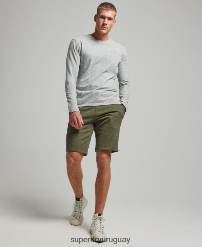 uy Superdry hombres shorts de punto con logo vintage bordado caqui DT2N8Z289 ropa