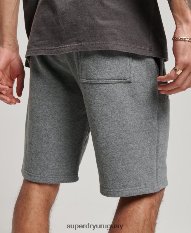uy Superdry hombres shorts de punto con logo vintage bordado gris DT2N8Z261 ropa