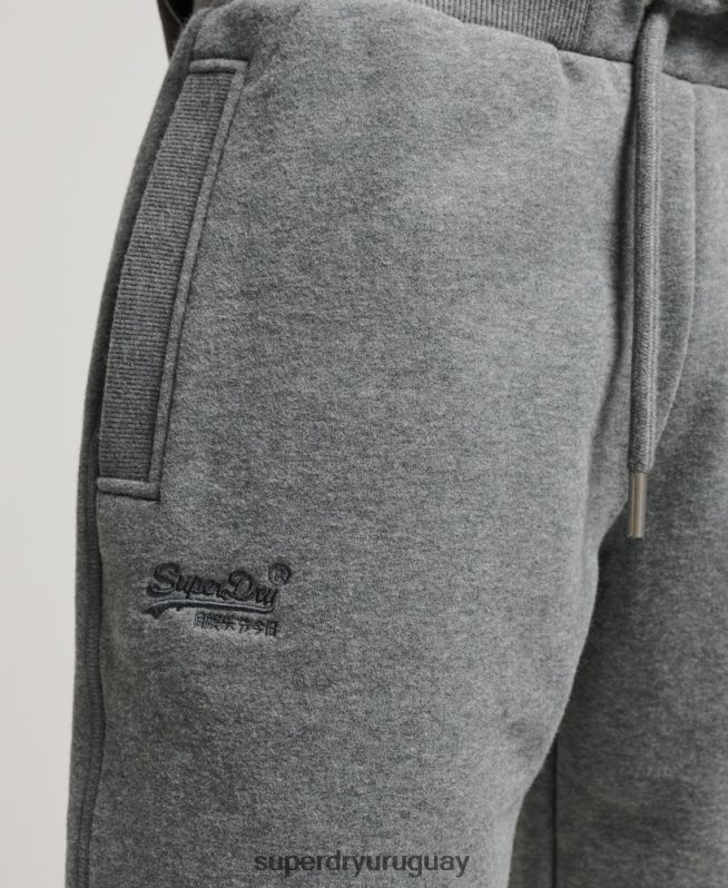 uy Superdry hombres shorts de punto con logo vintage bordado gris DT2N8Z261 ropa