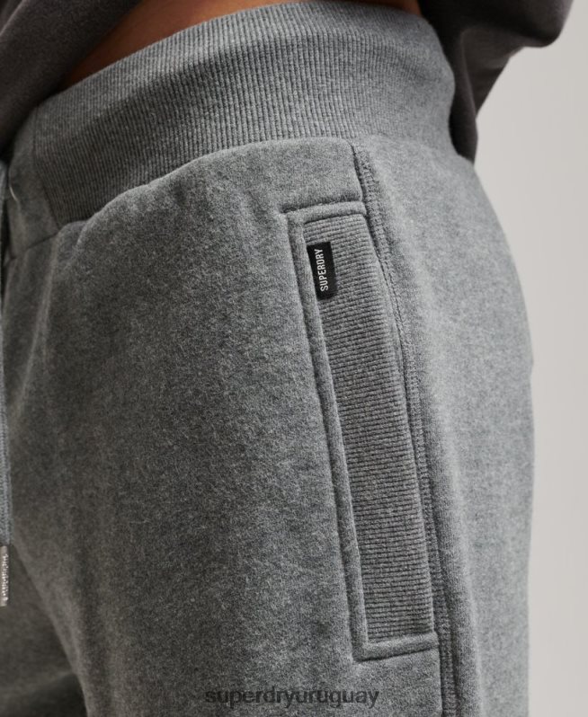 uy Superdry hombres shorts de punto con logo vintage bordado gris DT2N8Z261 ropa