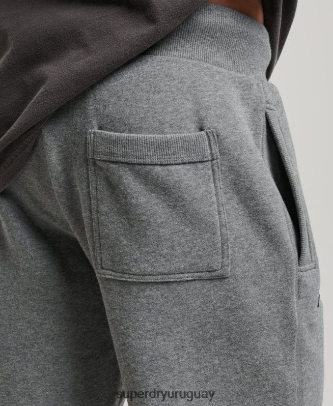 uy Superdry hombres shorts de punto con logo vintage bordado gris DT2N8Z261 ropa