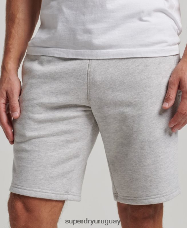 uy Superdry hombres shorts de punto con logo vintage bordado gris claro DT2N8Z294 ropa