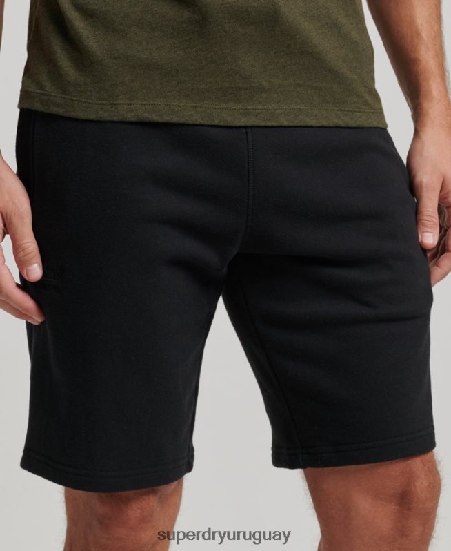 uy Superdry hombres shorts de punto con logo vintage bordado negro DT2N8Z276 ropa