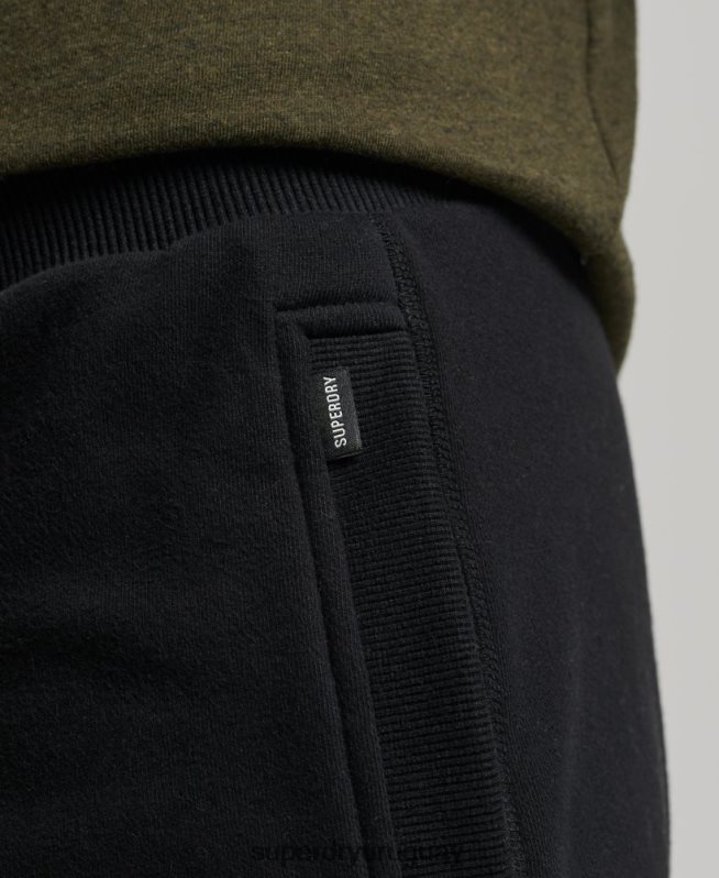 uy Superdry hombres shorts de punto con logo vintage bordado negro DT2N8Z276 ropa
