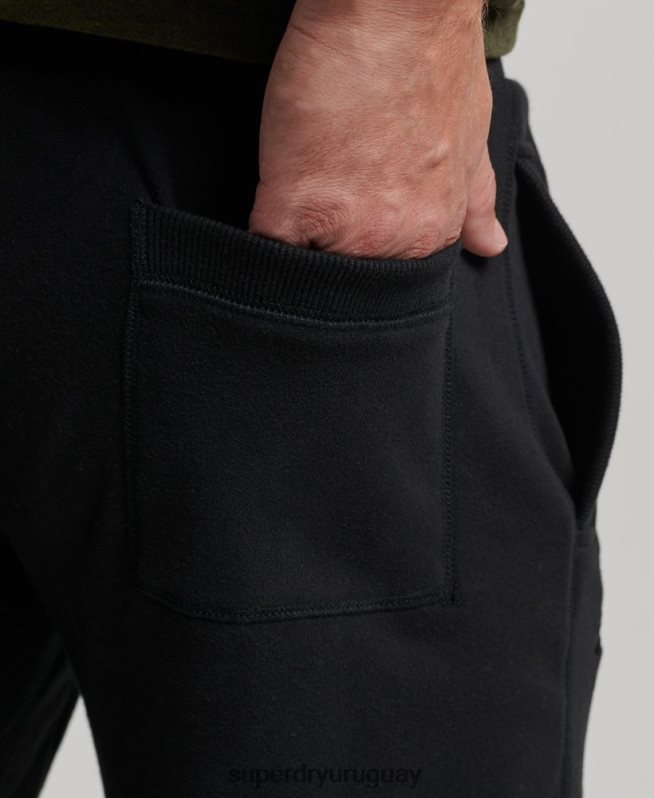 uy Superdry hombres shorts de punto con logo vintage bordado negro DT2N8Z276 ropa