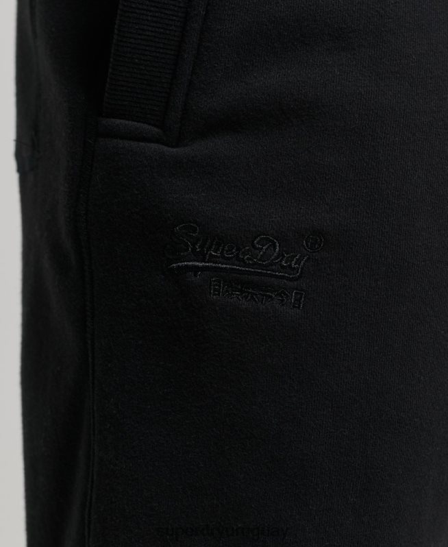 uy Superdry hombres shorts de punto con logo vintage bordado negro DT2N8Z276 ropa