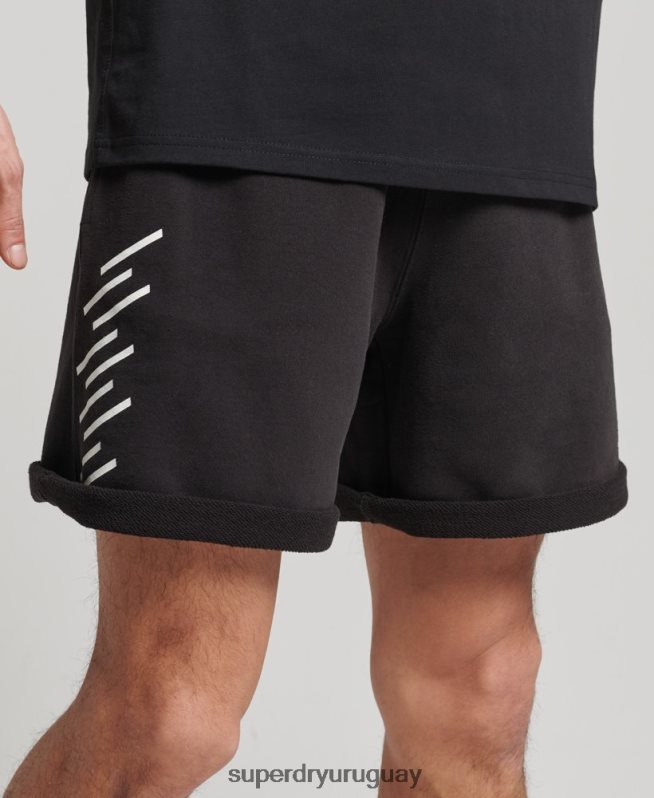 uy Superdry hombres shorts deportivos code core negro DT2N8Z328 ropa