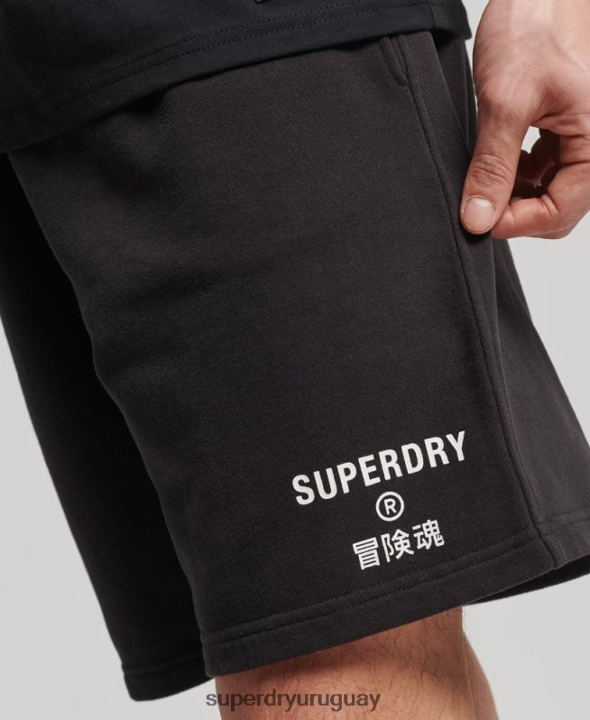 uy Superdry hombres shorts deportivos code core negro DT2N8Z328 ropa