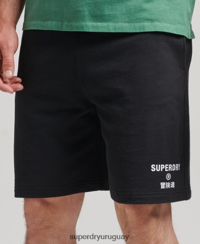 uy Superdry hombres shorts deportivos code core negro DT2N8Z347 ropa