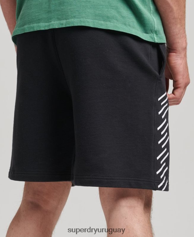 uy Superdry hombres shorts deportivos code core negro DT2N8Z347 ropa
