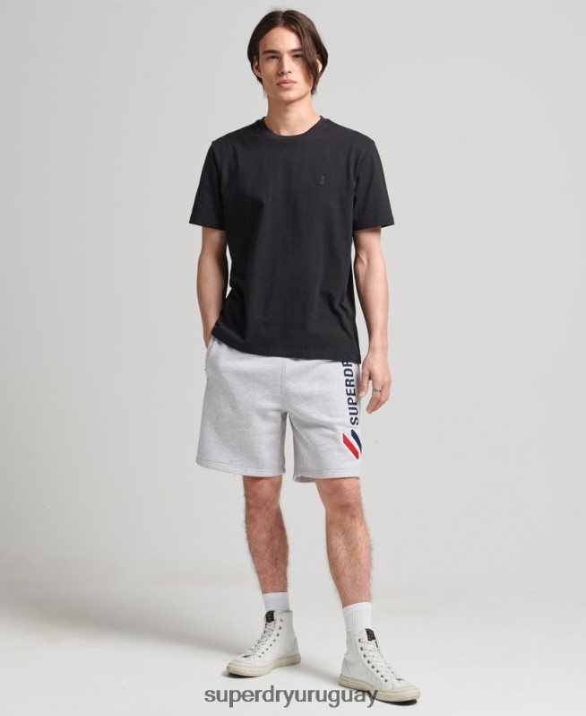 uy Superdry hombres shorts deportivos con aplique de código gris DT2N8Z374 ropa