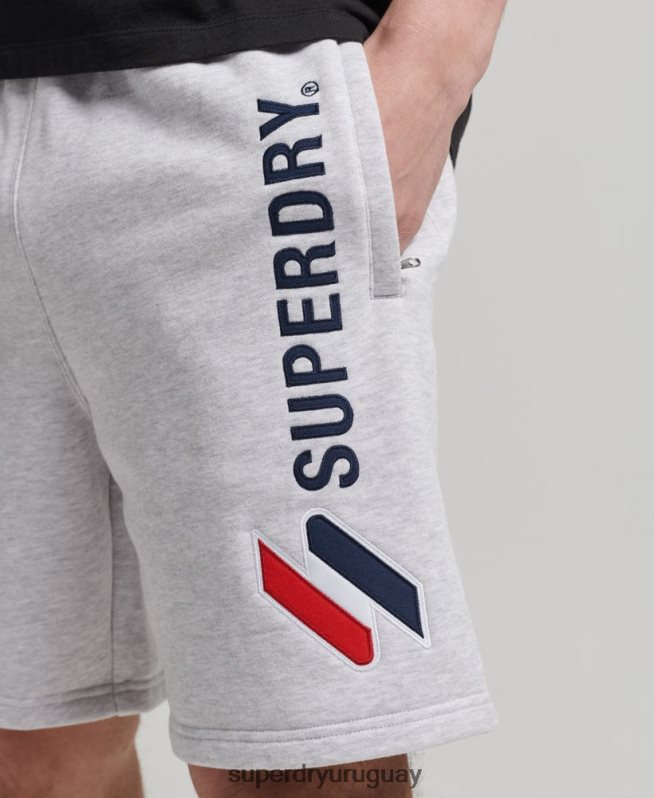 uy Superdry hombres shorts deportivos con aplique de código gris DT2N8Z374 ropa