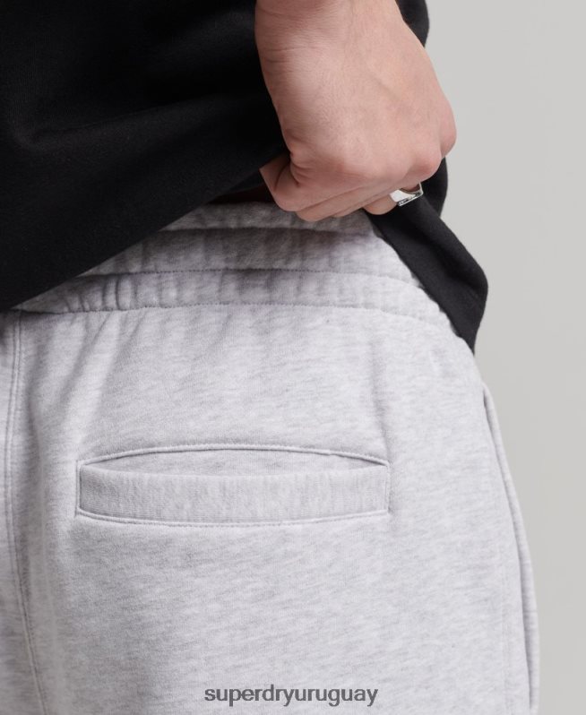 uy Superdry hombres shorts deportivos con aplique de código gris DT2N8Z374 ropa