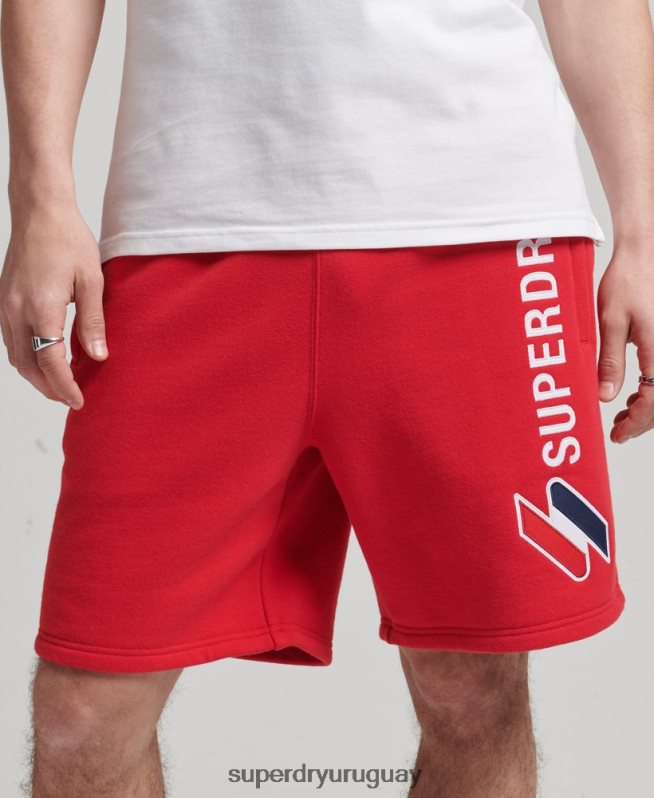 uy Superdry hombres shorts deportivos con aplique de código rojo DT2N8Z366 ropa