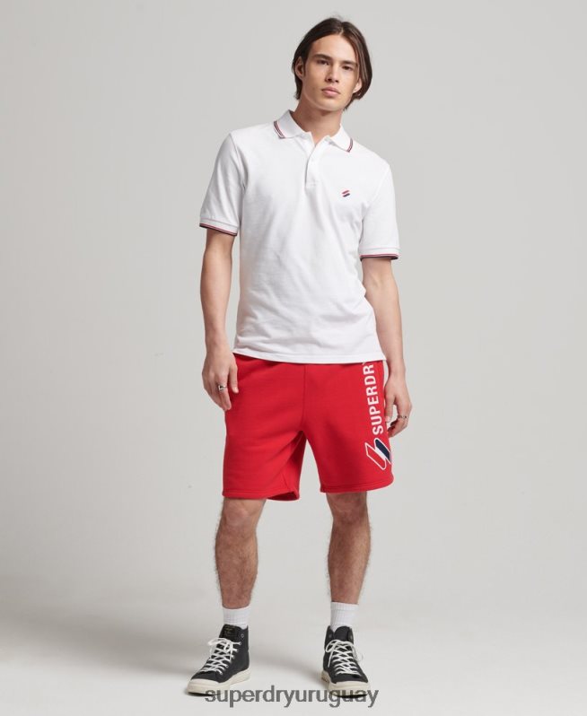 uy Superdry hombres shorts deportivos con aplique de código rojo DT2N8Z366 ropa