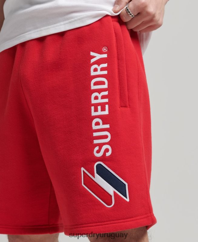 uy Superdry hombres shorts deportivos con aplique de código rojo DT2N8Z366 ropa