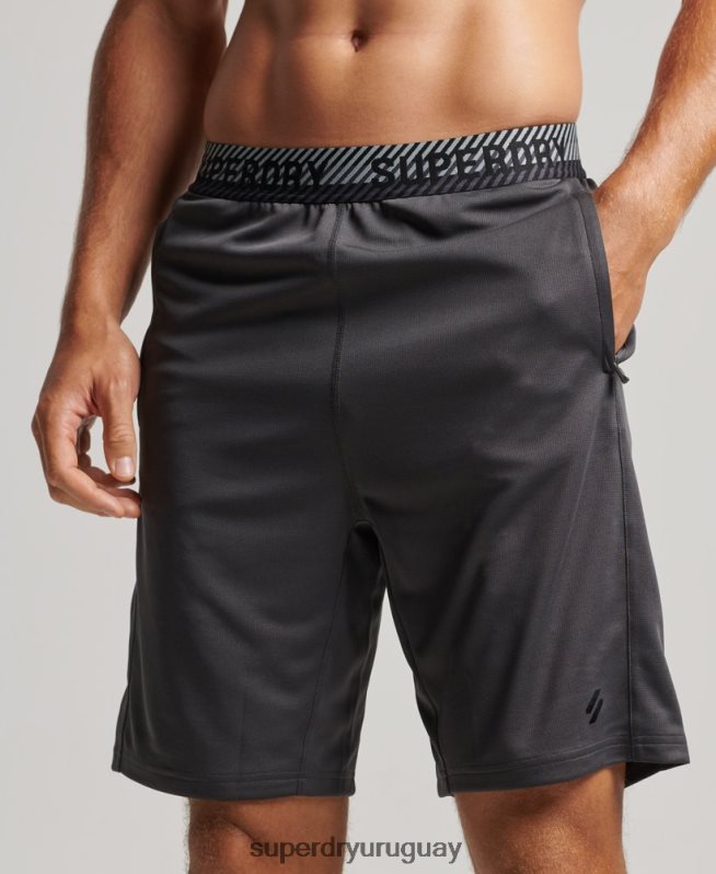 uy Superdry hombres shorts holgados básicos gris oscuro DT2N8Z318 ropa