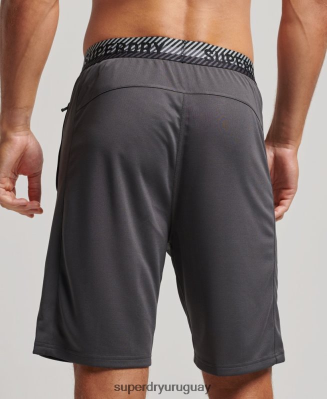 uy Superdry hombres shorts holgados básicos gris oscuro DT2N8Z318 ropa