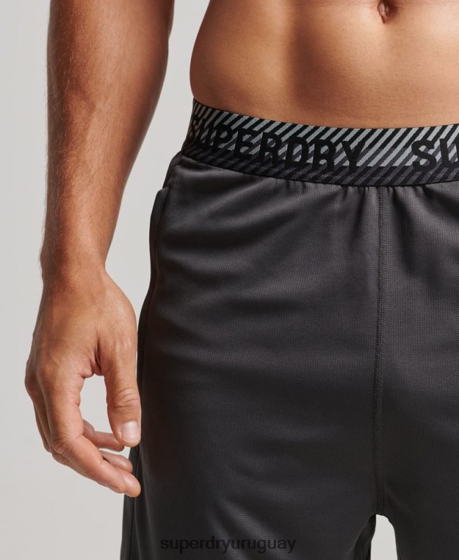 uy Superdry hombres shorts holgados básicos gris oscuro DT2N8Z318 ropa