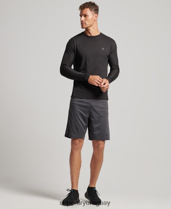 uy Superdry hombres shorts holgados básicos gris oscuro DT2N8Z318 ropa