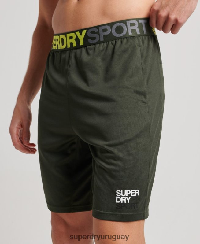 uy Superdry hombres shorts holgados básicos verde DT2N8Z1404 ropa