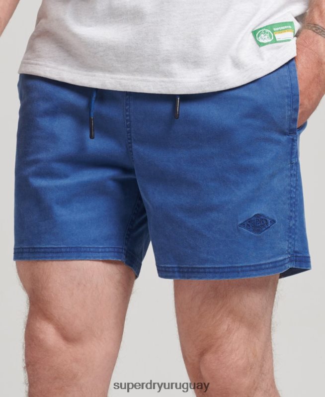 uy Superdry hombres shorts lavados vintage azul DT2N8Z379 ropa
