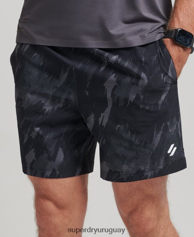 uy Superdry hombres shorts multideportivos con tejido Core gris oscuro DT2N8Z333 ropa