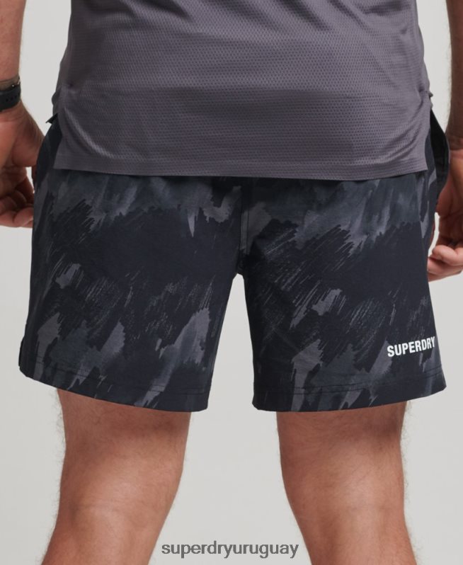 uy Superdry hombres shorts multideportivos con tejido Core gris oscuro DT2N8Z333 ropa
