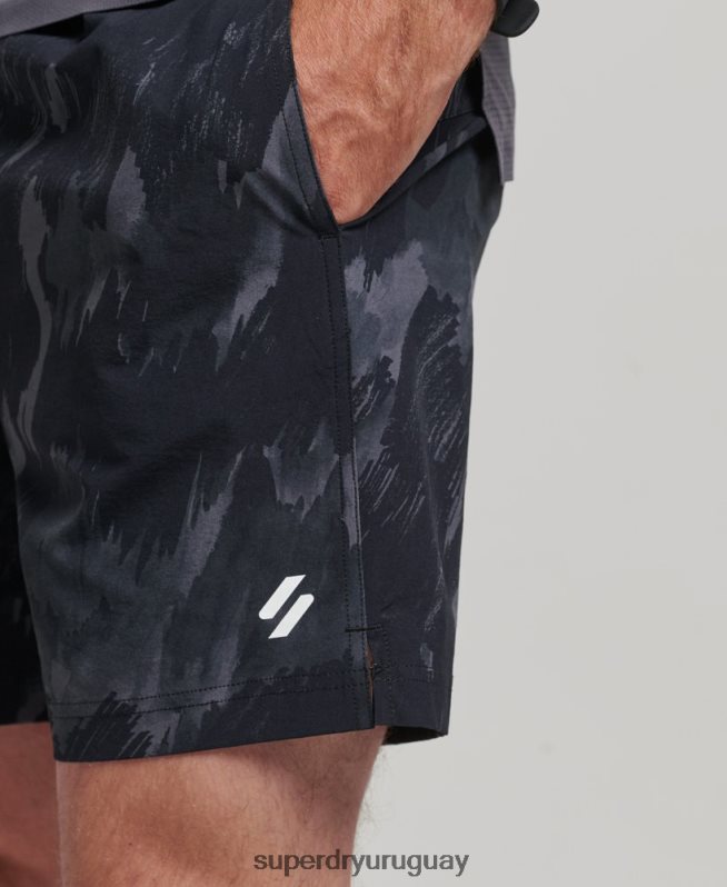 uy Superdry hombres shorts multideportivos con tejido Core gris oscuro DT2N8Z333 ropa