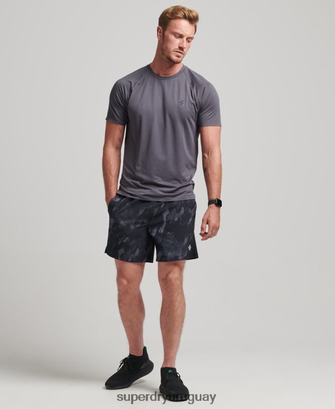uy Superdry hombres shorts multideportivos con tejido Core gris oscuro DT2N8Z333 ropa