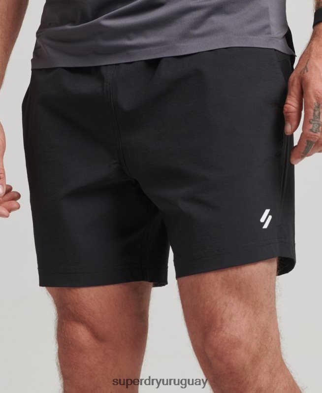 uy Superdry hombres shorts multideportivos con tejido Core negro DT2N8Z285 ropa
