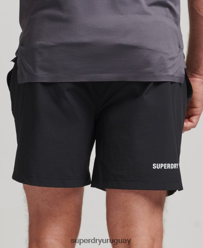uy Superdry hombres shorts multideportivos con tejido Core negro DT2N8Z285 ropa