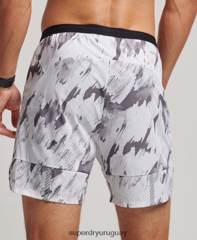 uy Superdry hombres shorts run premium a capas gris DT2N8Z5384 ropa