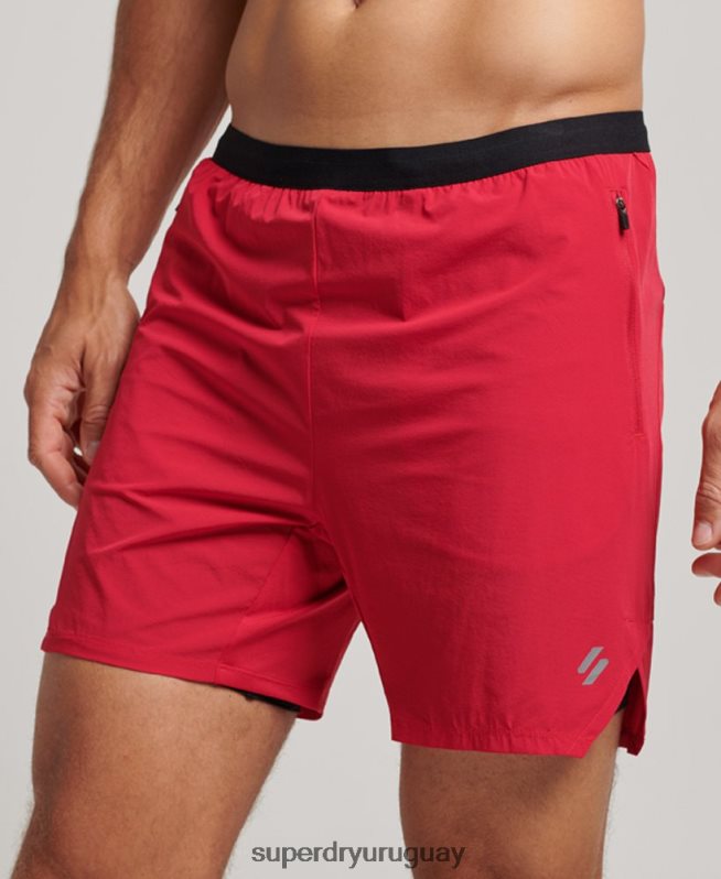 uy Superdry hombres shorts run premium a capas rojo DT2N8Z5406 ropa