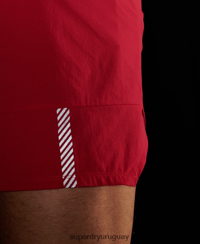 uy Superdry hombres shorts run premium a capas rojo DT2N8Z5406 ropa