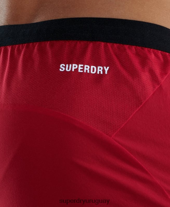 uy Superdry hombres shorts run premium a capas rojo DT2N8Z5406 ropa