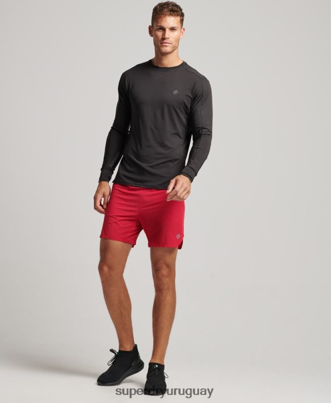uy Superdry hombres shorts run premium a capas rojo DT2N8Z5406 ropa