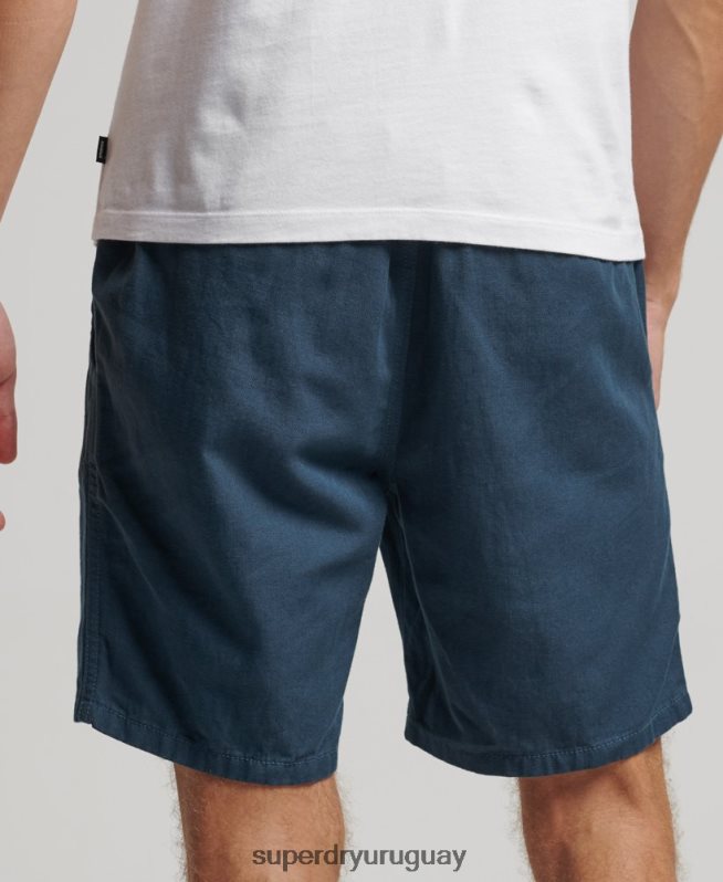 uy Superdry hombres shorts vintage sobreteñidos azul DT2N8Z33 ropa