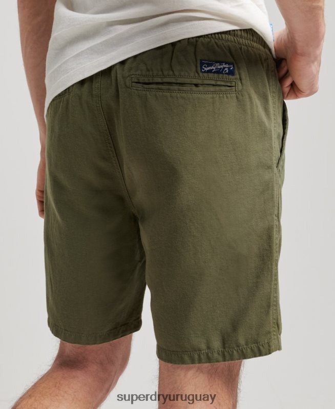 uy Superdry hombres shorts vintage sobreteñidos caqui DT2N8Z274 ropa