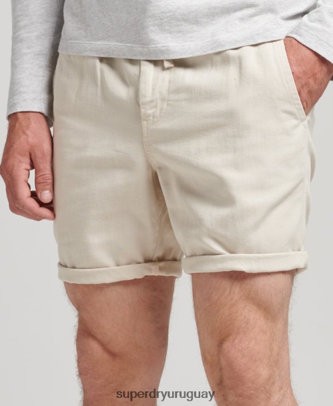 uy Superdry hombres shorts vintage sobreteñidos crema DT2N8Z264 ropa