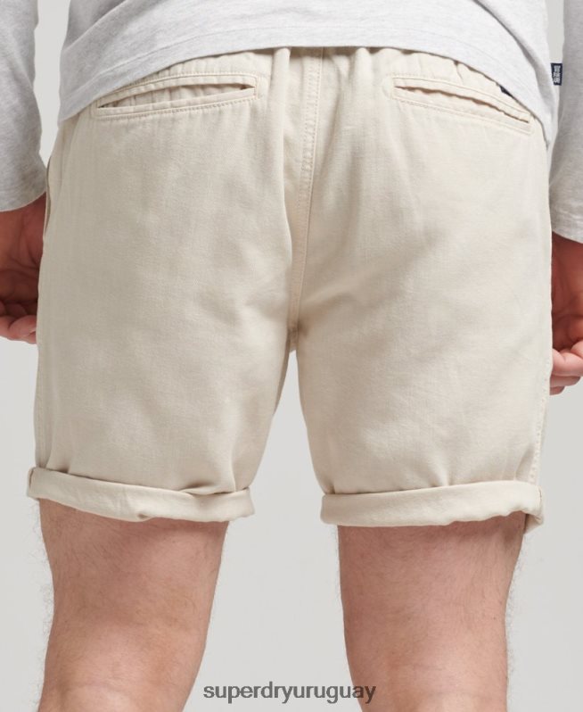 uy Superdry hombres shorts vintage sobreteñidos crema DT2N8Z264 ropa