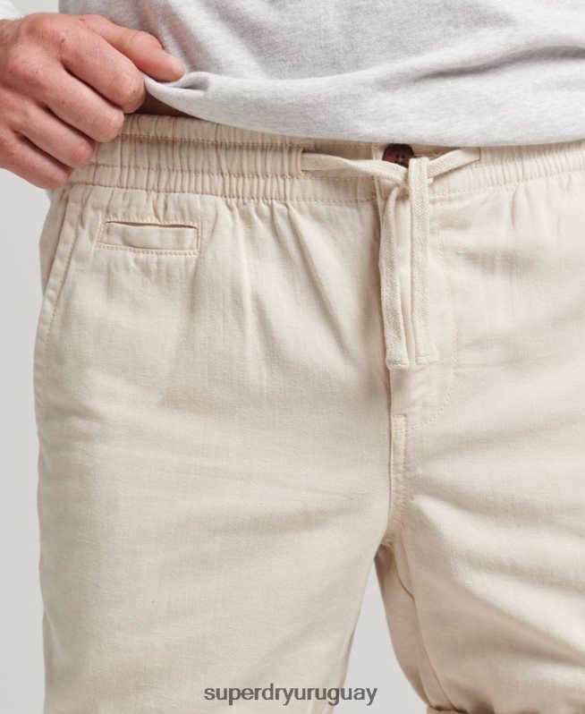 uy Superdry hombres shorts vintage sobreteñidos crema DT2N8Z264 ropa