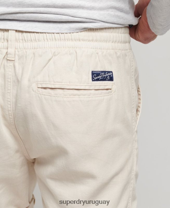 uy Superdry hombres shorts vintage sobreteñidos crema DT2N8Z264 ropa