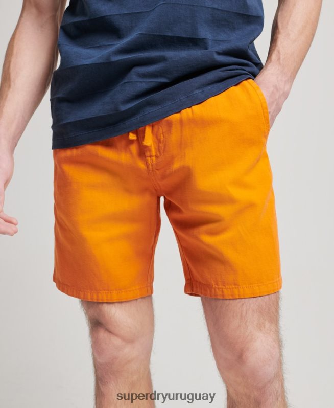 uy Superdry hombres shorts vintage sobreteñidos naranja DT2N8Z299 ropa